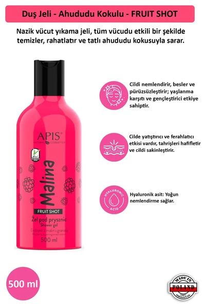 Duş Jeli - Ahududu Kokulu - FRUIT SHOT - 500 Ml ürün görseli 1