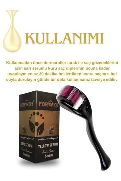 FORX5 Sarı Serum& Dermaroller Set - Resim 2