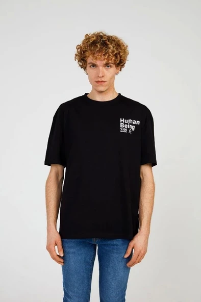 Black HUMAN HALF-RELAX TEE ürün görseli 1