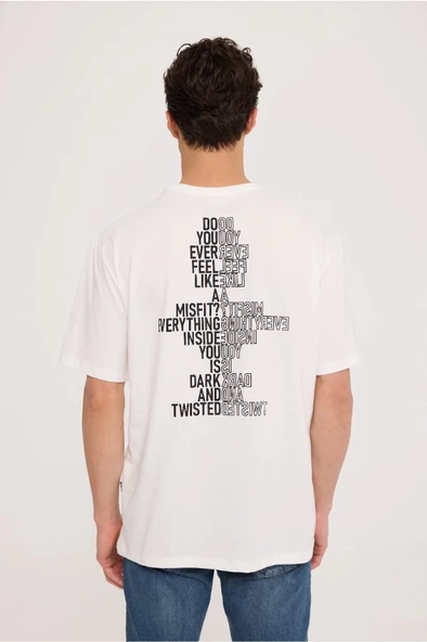 White MISFIT HALF-RELAX TEE - Resim 3