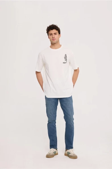 White MISFIT HALF-RELAX TEE - Resim 4