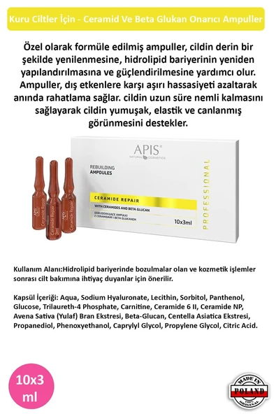 Kuru Ciltler İçin - Ceramid Ve Beta Glukan Onarıcı Ampuller - 10 X 3 Ml ürün görseli 1