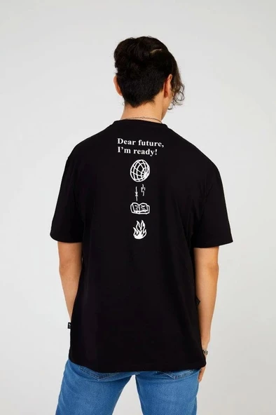 Black LESSON HALF-RELAX TEE - Resim 3