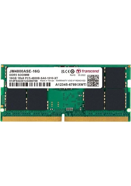TRANSCEND 16GB 4800MHz DDR5 1.1V JM4800ASE-16G NOTEBOOK RAM ürün görseli 1