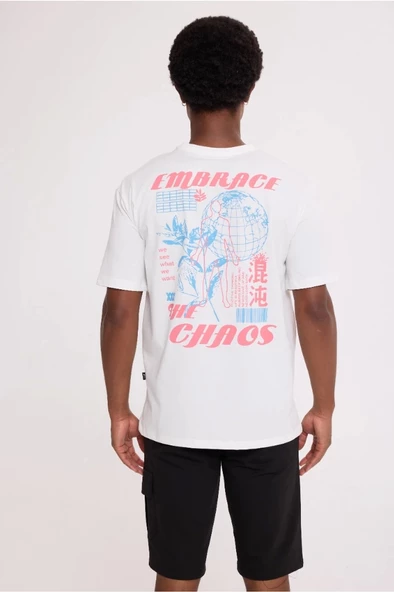 White CHAOS HALF-RELAX TEE - Resim 2