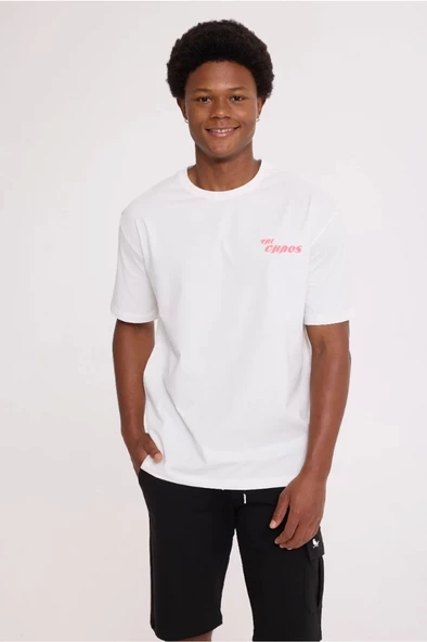 White CHAOS HALF-RELAX TEE ürün görseli 1