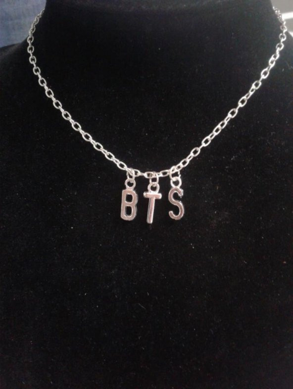 Gri Bts K-pop Yazılı Harfli 45 cm Zincirli Hediyelik Bayan Kolye ürün görseli 1