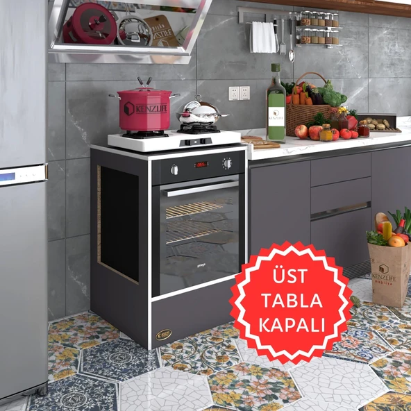 Kenzlife ankastre modülü kabini kalsiyum3 gri fırın ocak dolabı sabit tabla ürün görseli 1