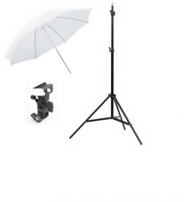 3lü Strobist Set. Işık Ayağı,Şemsiye,Flaş ve Şemsiye Adaptörü ürün görseli 1