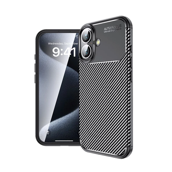 iPhone 16 Plus Kılıf Negro Karbon Tasarım Silikon Kılıf ürün görseli 1