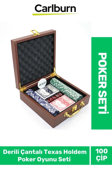 Profesyonel Blackjack Texas Holdem Casino Deri Çantalı 100 Chipli Poker Oyunu ürün görseli 1