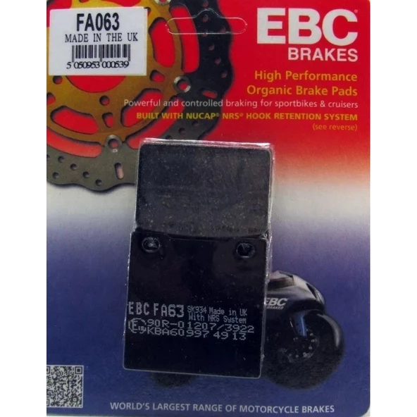 Ebc Fa063 1998-2006 Suzuki GSX 600 F Uyumlu Arka Fren Balatası Organik Balata ürün görseli 1