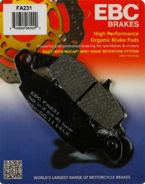 Ebc Fa231 1998-2006 Suzuki GSX 600 F Uyumlu Ön Fren Balatası (Sağ) Organik Balata ürün görseli 1