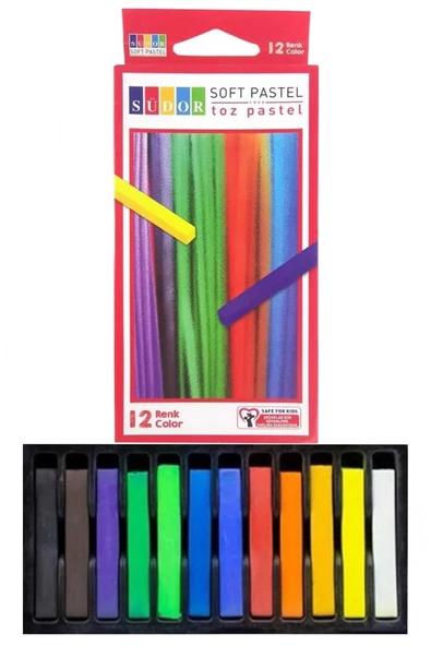 Toz Pastel Boya 12 Renk 1 Paket Toz Soft Pastel Bıya 12 li Yumuşak Pastel Canlı Renkler Gölgeleme İçin Pastel ürün görseli 1