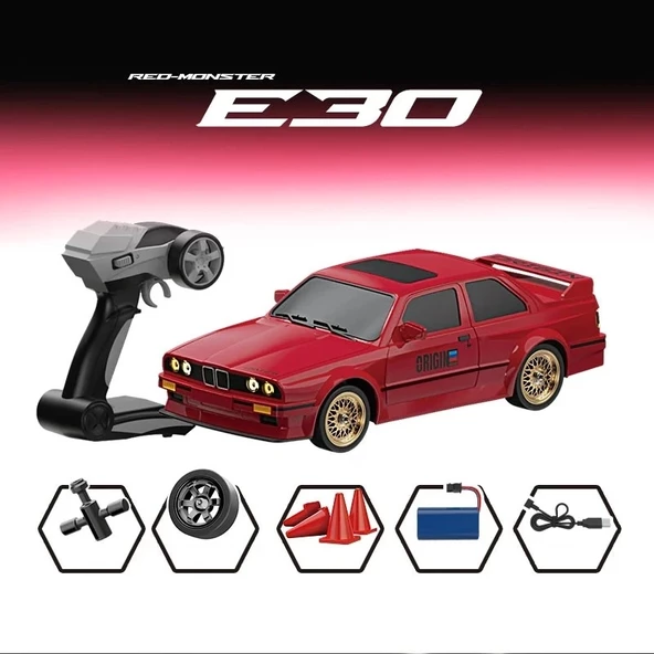 Uzaktan Kumandalı 1:16 BMW E30 Araba Full Fonksiyon Işıklı Drift BMW E30 40 Km Hız Yapan E30 ürün görseli 1