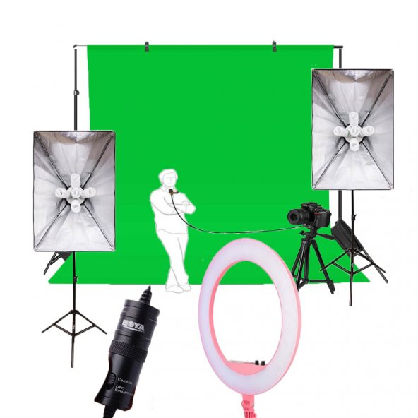 Vlogger Kit Pro Sürekli Video Işık Softbox VE Ring Light Led Kit ürün görseli 1