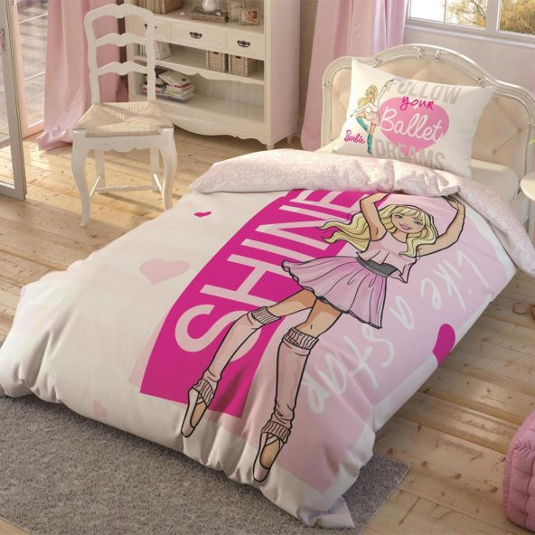 Taç Tek Kişilik Lisansli Nevresim Takımı-Barbie Ballet ürün görseli 1