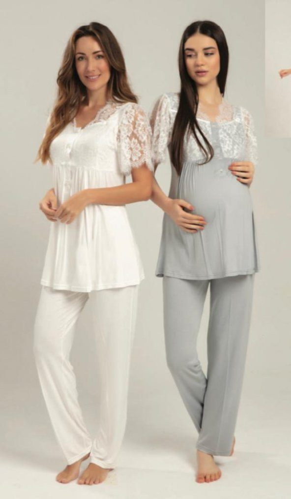 Bone Club 5210 GRİ  Hamile Lohusa Pijama Tk ürün görseli 1