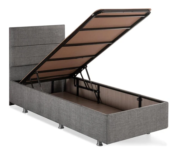 Niron Silver Baza ve Başlık Seti 100x200 cm Tek Kişilik Kaydırmaz Kumaşlı Gri Keten Baza ve Başlığı ürün görseli 1