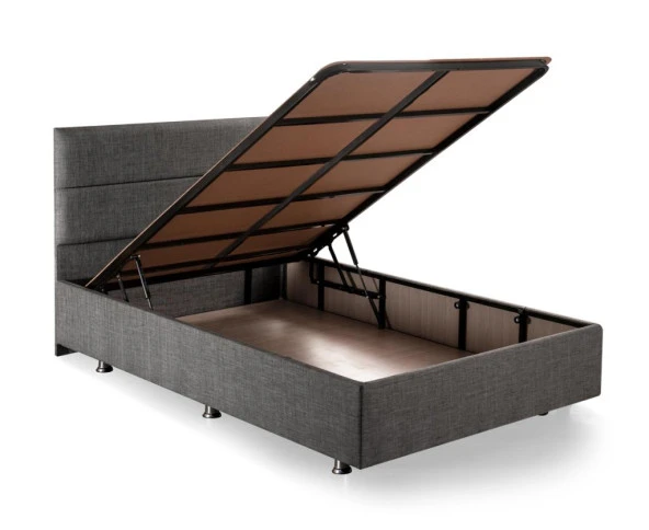 Niron Silver Baza ve Başlık Seti 120x200 cm Tek Kişilik Kaydırmaz Kumaşlı Gri Keten Baza ve Başlığı ürün görseli 1