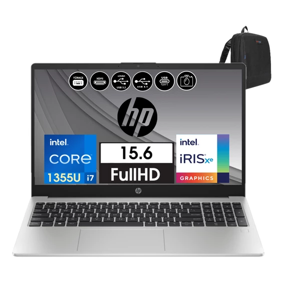 Hp 250 G10 Intel Core I7-1355U 8gb 1tb SSD 15.6" W11PRO Fhd Taşınabilir Bilgisayar 99G1E6ETW03+ZETTAÇANTA ürün görseli 1