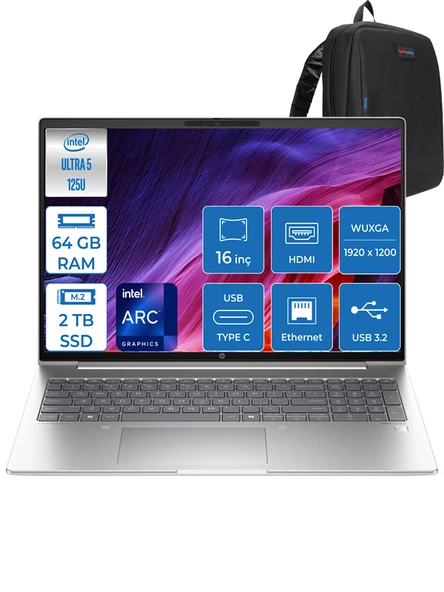 Hp Probook 460 G11 Intel Core Ultra 5 125U Ddr5 64GB 2tb SSD Intel® Aı Boost 16 Wuxga IPS Windows 11 Home Taşınabilir Bilgisayar 9Y7S7ETH19 + Zettaçanta ürün görseli 1