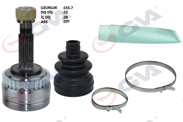 AKS KAFASI DIŞ ÖN CORSA B 1.2i 16V 93-00 ABS Lİ 569mm 29DİŞ 22x28x52 155mm ürün görseli 1