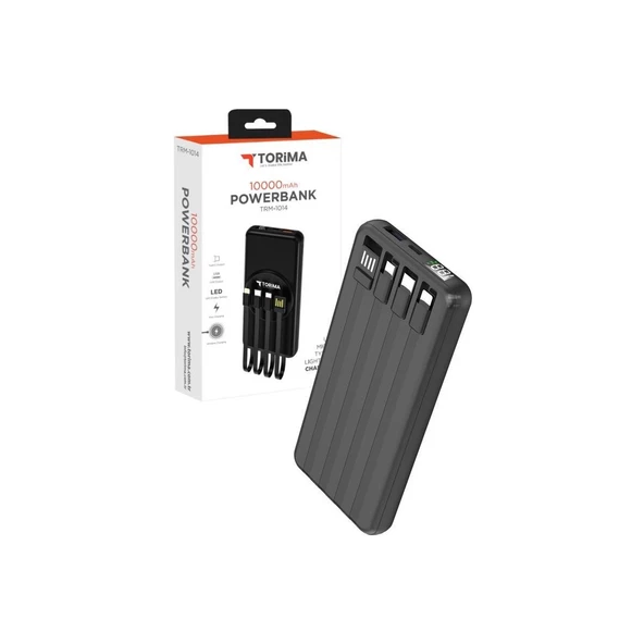 Torima TRM-1014 Kablosuz Şarjlı 10.000 mAh Powerbank | Entegre Kablolu ve Dijital Göstergeli ürün görseli 1