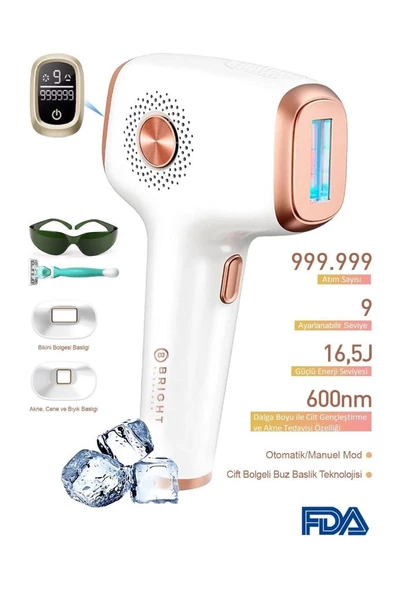 Bright Elegance BE-9030 Buz Lazer Ipl Epilasyon 999.999 Atım Otomatik/Manuel Mod Ağrısız Vücut Yüz Cihazı ürün görseli 1