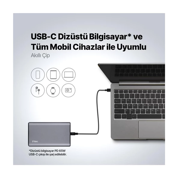 Ttec 2BB216 Recharger Pro LCD 15.000 Mah Pd 65W Taşınabilir Hızlı Şarj Aleti/Powerbank - Resim 5