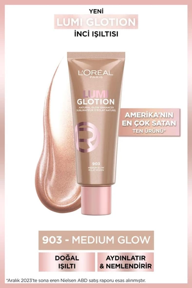 L'Oreal Paris Glotion All-in-one Doğal Işıltı 903 - Medium Glow 40 ml  Highlighter, Likit Aydınlatıcı ürün görseli 1