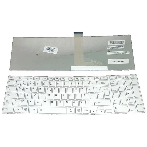 Toshiba Dynabook Satellite C55-A-14C, C55-A-14L, C55-A-14D Notebook Klavyesi (Beyaz TR) ürün görseli 1