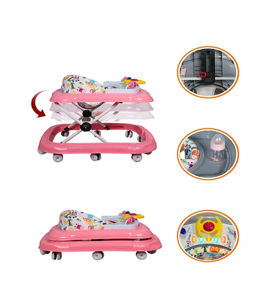 Maxi Taxi Walking Müzikli Işıklı Yürüteç Pembe ürün görseli 1