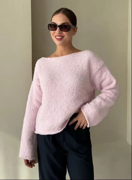 Pembe Rachel Havlu Yumoş Kazak ürün görseli 1