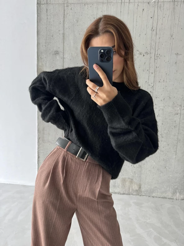 Siyah Marka Model Yumoş Triko Kazak - Resim 2