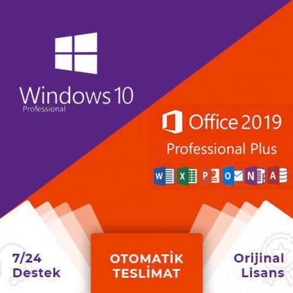 Windows 10 Pro Lisans Anahtarı + Office 2019 Pro Plus 32&64bit Lisans Anahtarı ürün görseli 1