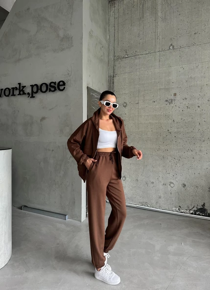 Kahve Torba Cepli Modal Takım - Resim 3