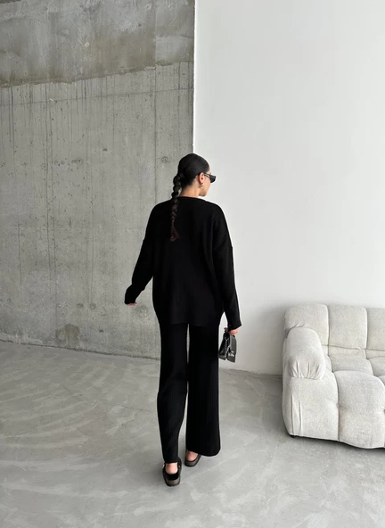 Siyah New Fitilli Triko Takım - Resim 9