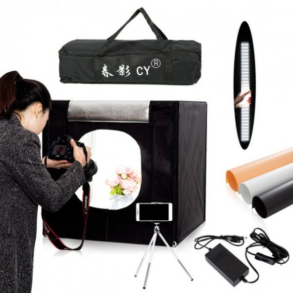 Işıklı Ürün Çekim Çadırı 40X40cm PRO Ledli Katlanabilir Çadır ürün görseli 1
