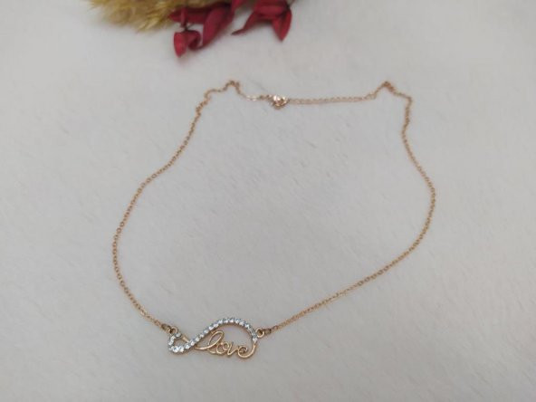 Love Yazılı Swaroski Taşlı Tasarım Kadın Kolye ürün görseli 1