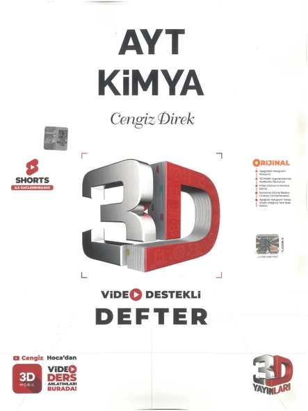 3D Yayınları AYT Kimya Video Destekli Defter ürün görseli 1