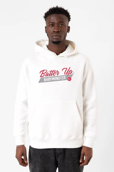 Babymonster Batter Up Beyaz Erkek 3ip Kapşonlu Sweatshirt ürün görseli 1