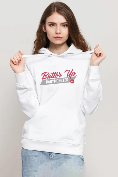 Babymonster Batter Up Beyaz Kadın 3ip Kapşonlu Sweatshirt ürün görseli 1