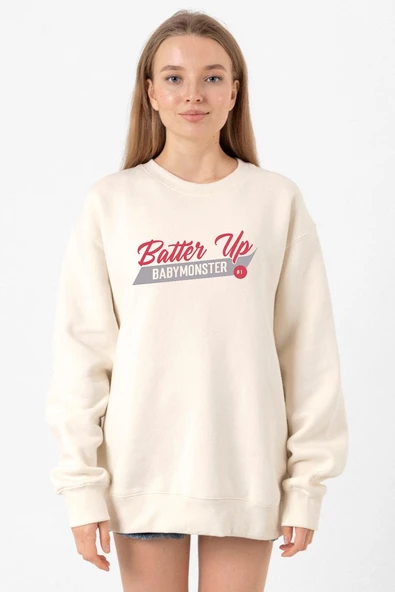 Babymonster Batter Up Ekru Kadın 2ip Sweatshirt ürün görseli 1