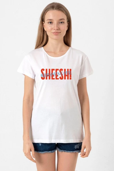 Babymonster Sheesh Beyaz Kadın Bisikletyaka Tshirt ürün görseli 1