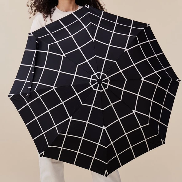 Original Duckhead Duck Kompakt Şemsiye Black Grid - Resim 5