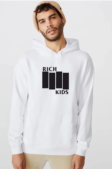 G-Dragon Rich Kids Beyaz Erkek 3ip Kapşonlu  Sweatshirt ürün görseli 1