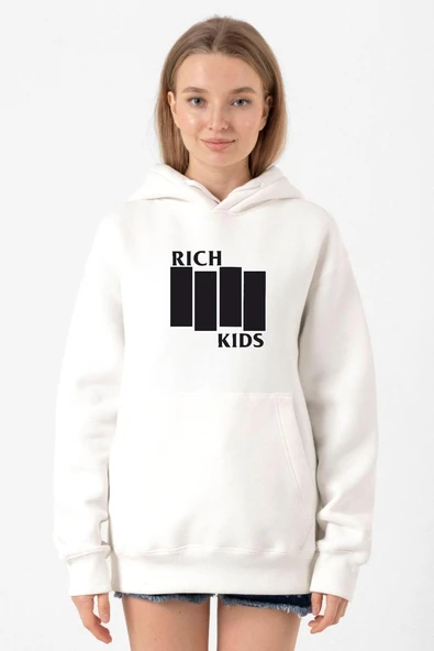 G-Dragon Rich Kids Beyaz Kadın 3ip Kapşonlu Sweatshirt ürün görseli 1