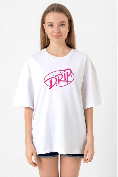 Babymonster Drip Beyaz Kadın Oversize Tshirt ürün görseli 1