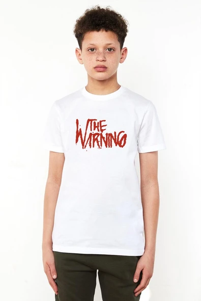 The Warning Logo Beyaz Çocuk Bisikletyaka Tshirt ürün görseli 1